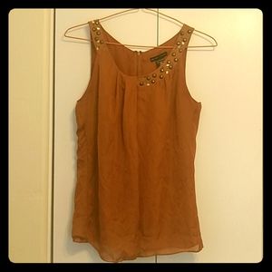 New York & Company Orange Blouse w/Bronze Accent